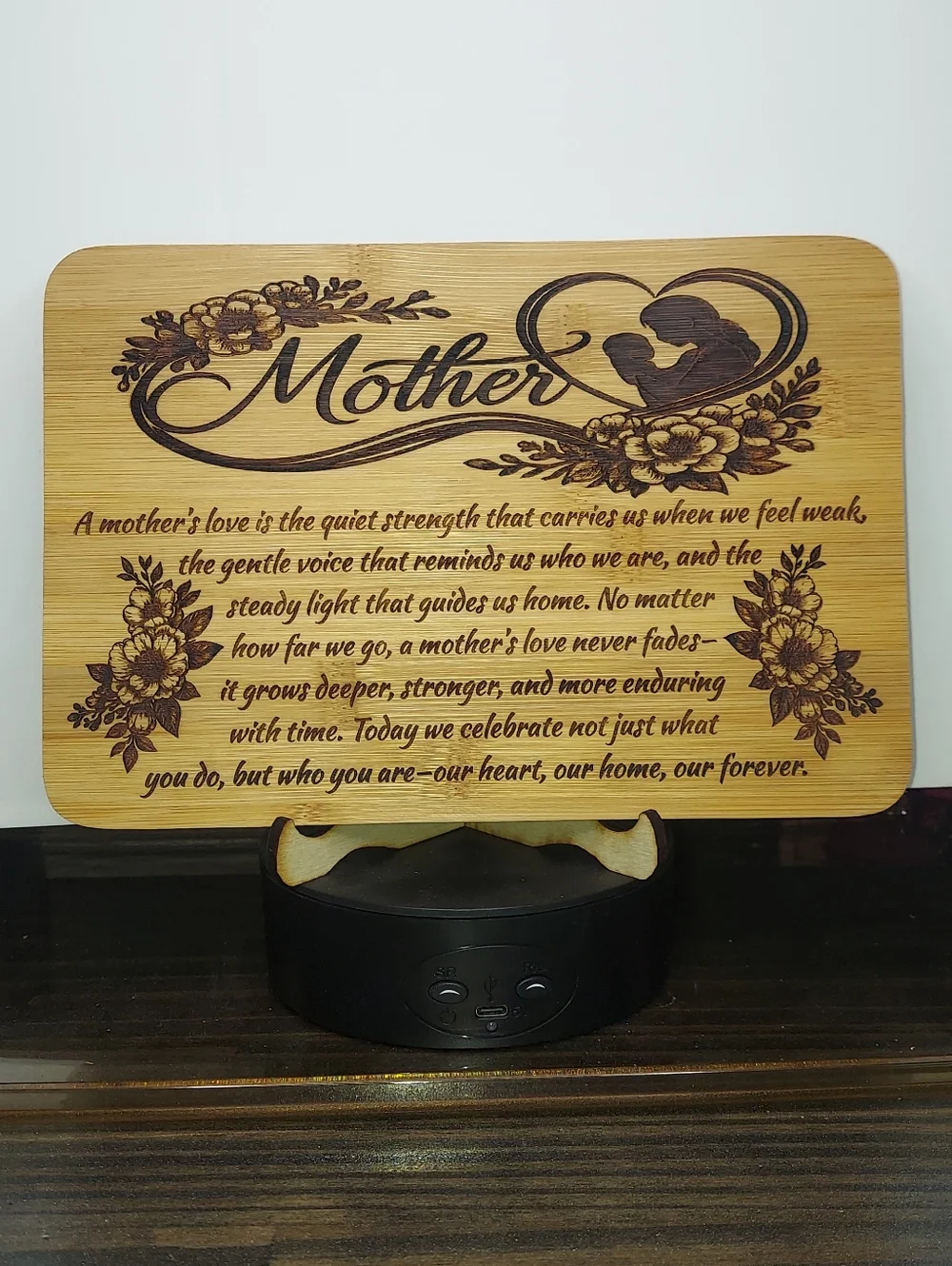 Mother - Engraved Bamboo Plaque - With Stand - Picture 1 of 2